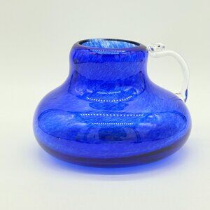 Hand Blown Cobalt Blue Glass Pitcher or Vase